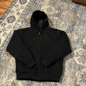 Santa Fe Men’s Carhartt Style Black Full Zip Hooded Canvas Jacket Size Medium